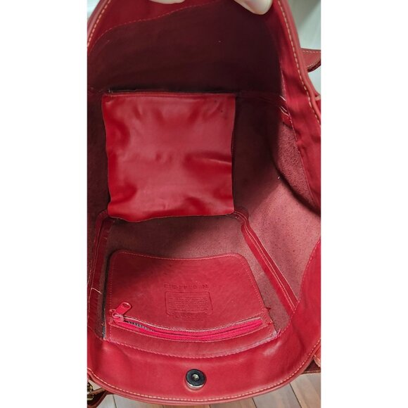 Vintage Coach Leather Tote Bag Burgundy Red USA Made Shopper Shoulder Bag - Picture 11 of 16